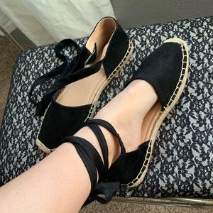 Lace Up Espadrille Flatform Sandals